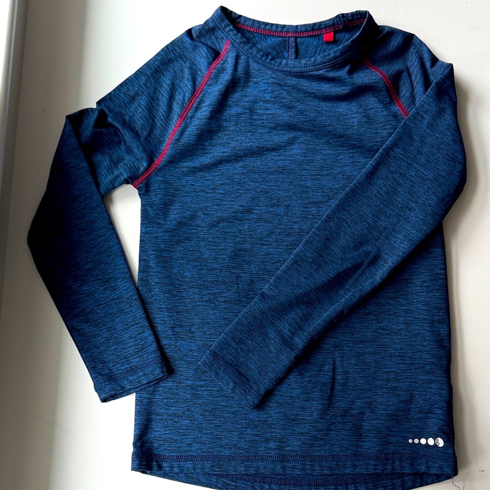 Boden Navy Long Sleeve Kids Tee with Red Accents